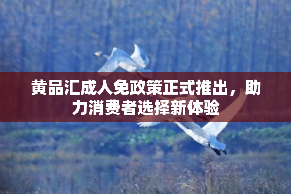 黄品汇成人免政策正式推出，助力消费者选择新体验