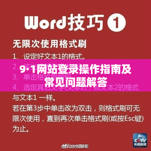 9·1网站登录操作指南及常见问题解答