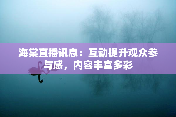 海棠直播讯息：互动提升观众参与感，内容丰富多彩