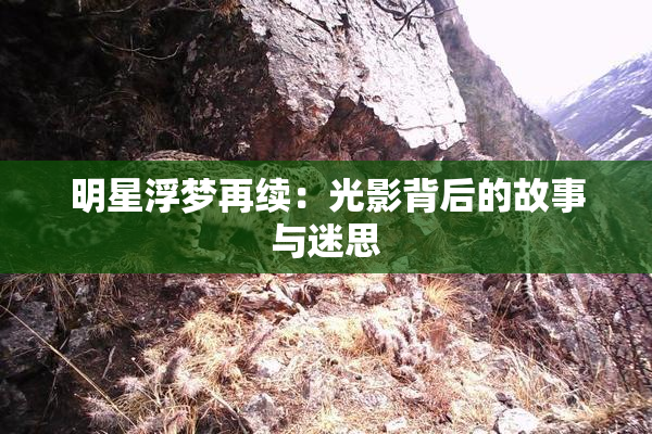 明星浮梦再续：光影背后的故事与迷思
