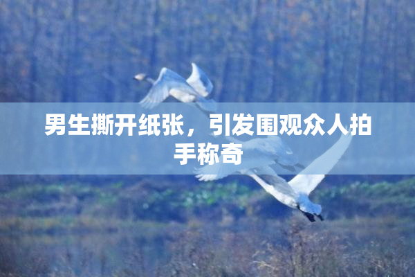 男生撕开纸张，引发围观众人拍手称奇