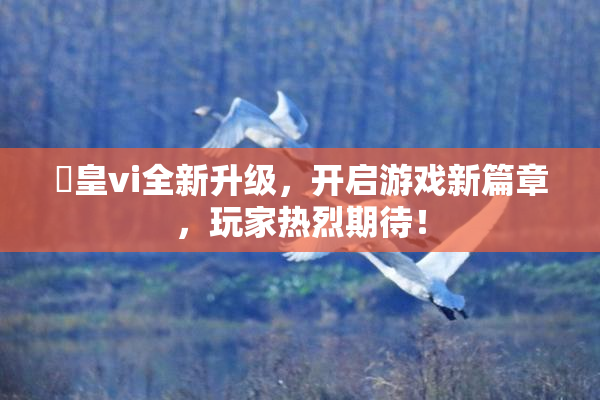 嘼皇vi全新升级，开启游戏新篇章，玩家热烈期待！