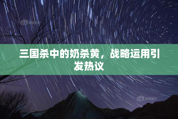 三国杀中的奶杀黄，战略运用引发热议