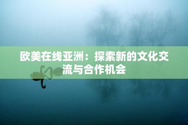欧美在线亚洲：探索新的文化交流与合作机会