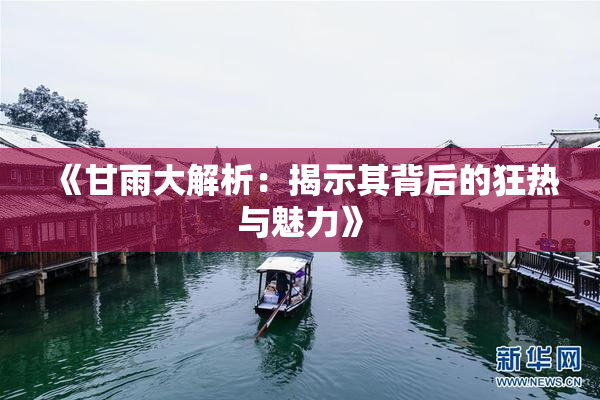 《甘雨大解析：揭示其背后的狂热与魅力》