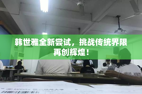 韩世雅全新尝试，挑战传统界限再创辉煌！